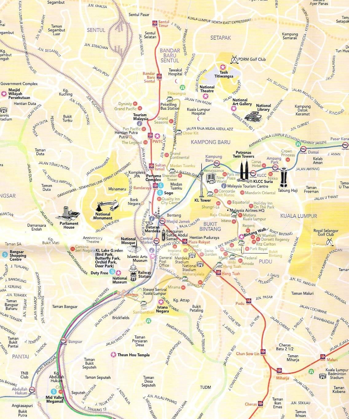 Kuala Lumpur (KL) stadsplattegrond
