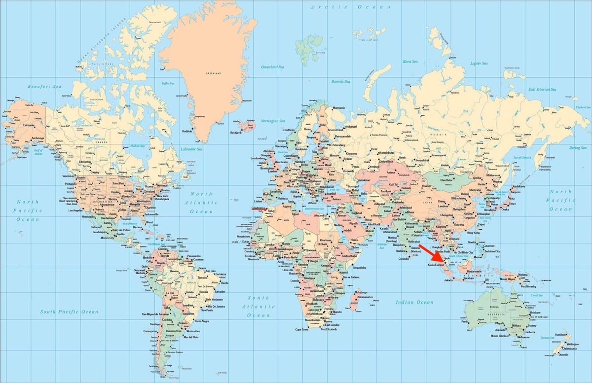 Kuala Lumpur (KL) op de wereldkaart