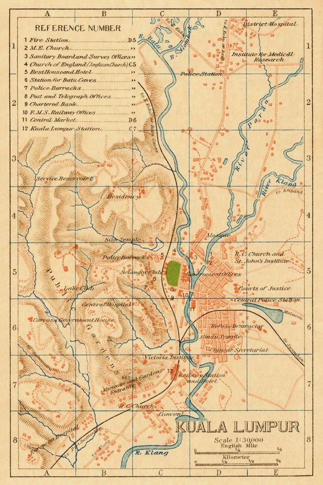 Kuala Lumpur (KL) historische kaart