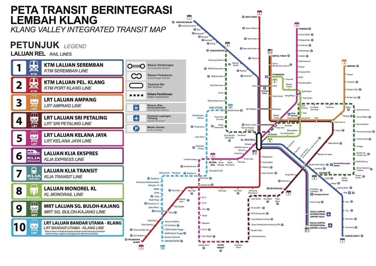 Kuala Lumpur (KL) vervoerskaart
