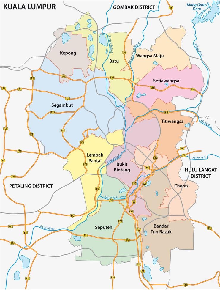 Kuala Lumpur (KL) wegenkaart