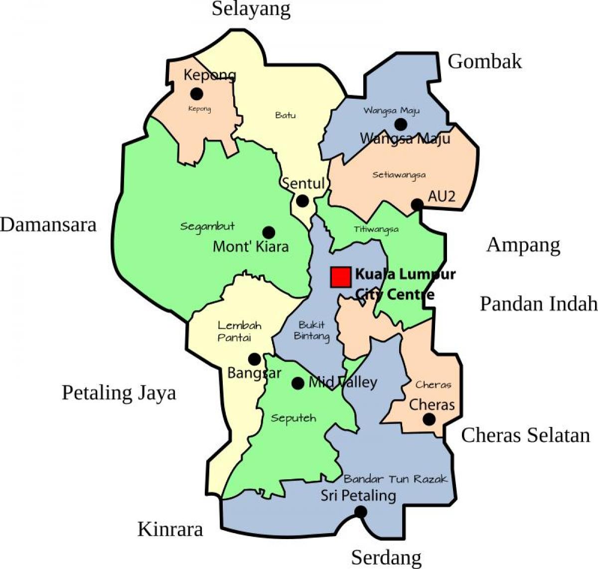 Kuala Lumpur (KL) district kaart