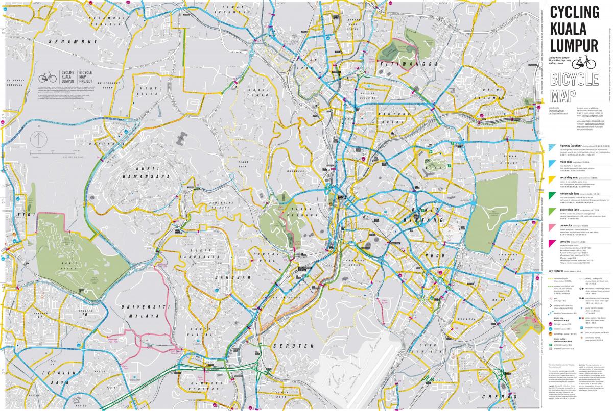 Kuala Lumpur (KL) fietsstrook kaart