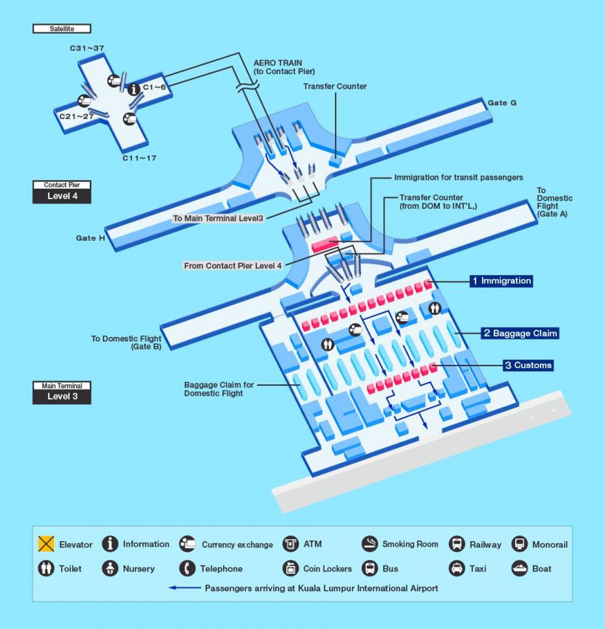 Kuala Lumpur (KL) luchthaven terminal kaart