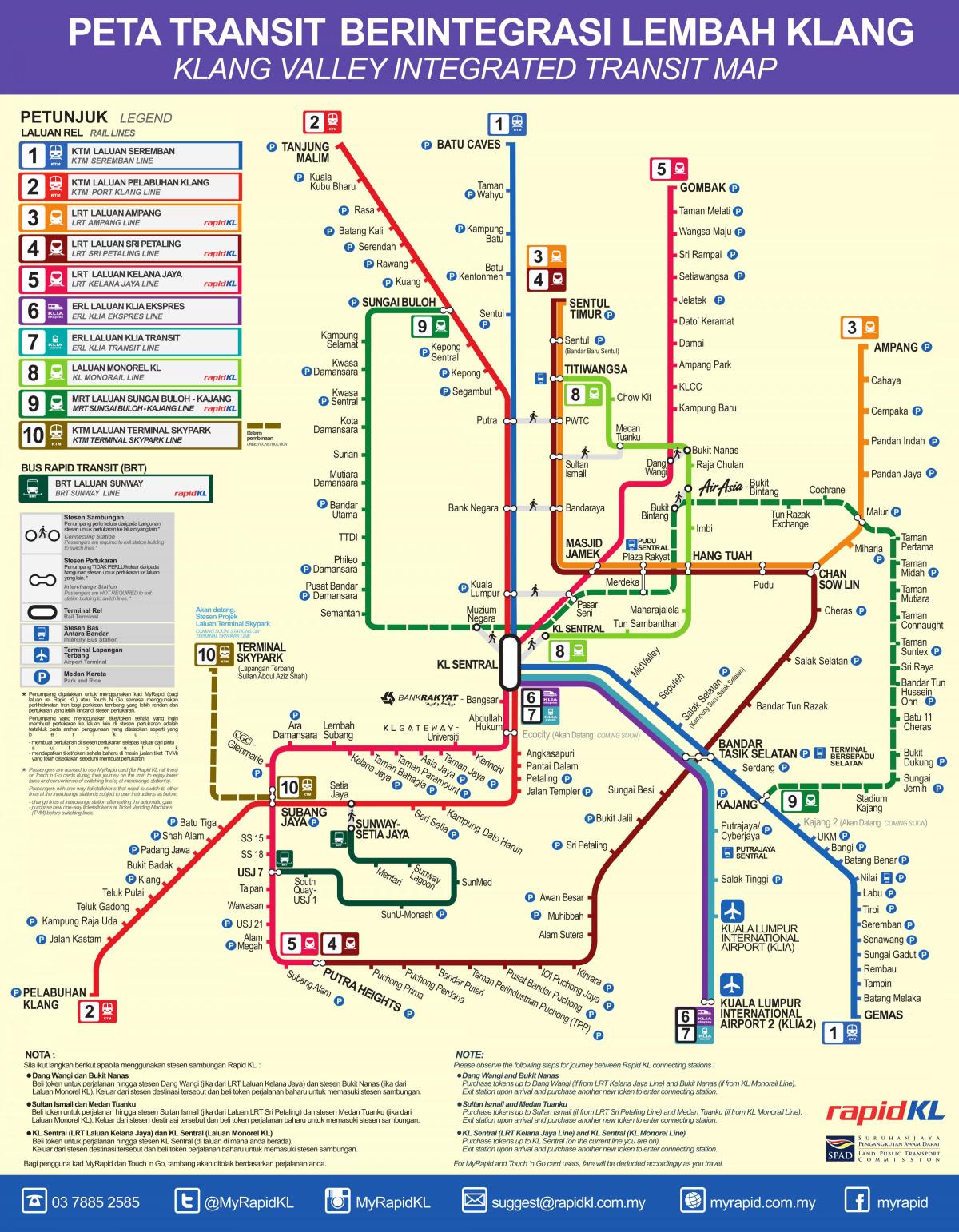 Kuala Lumpur (KL) metro stations kaart