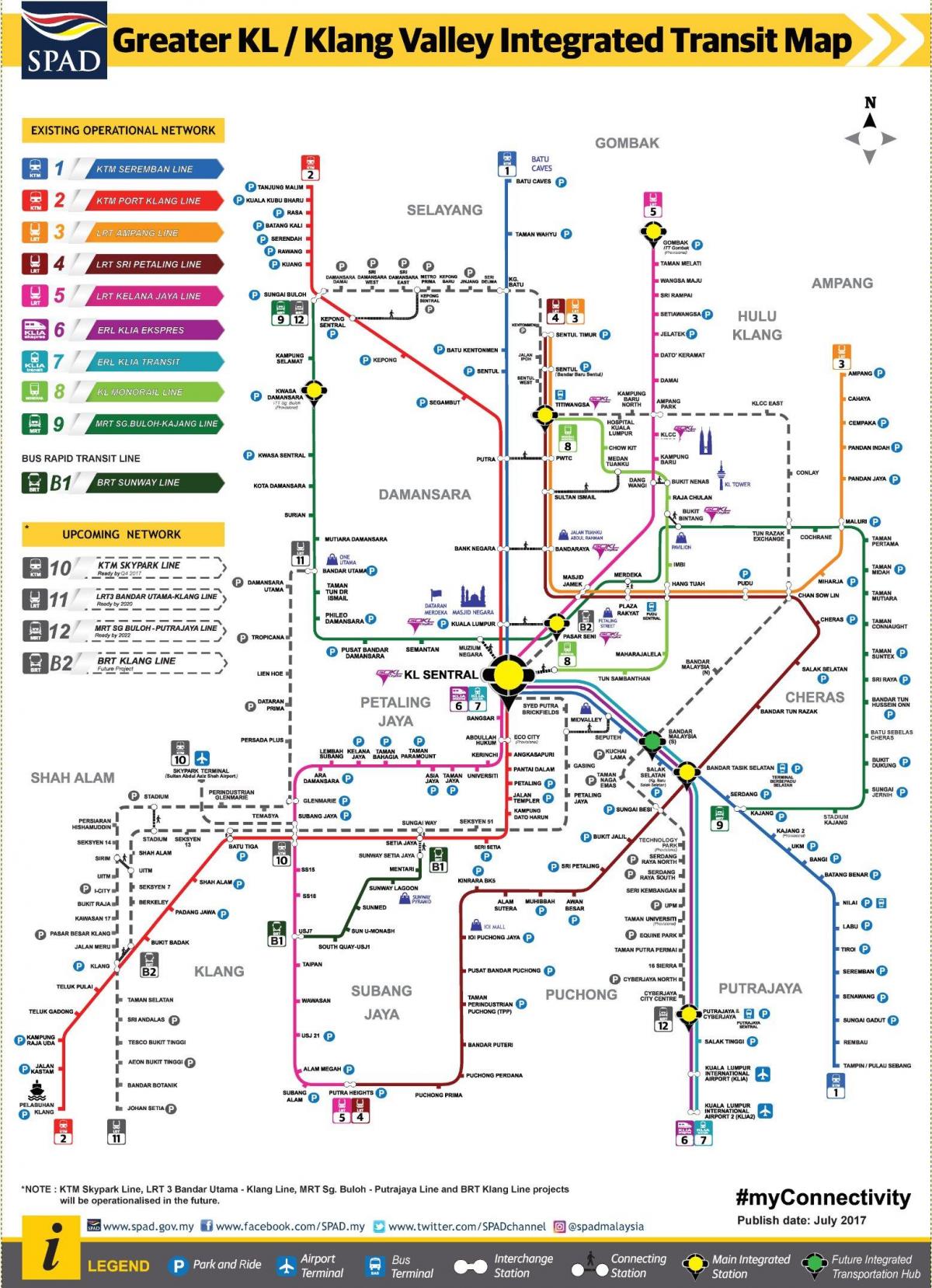 Kuala Lumpur (KL) metro stationskaart