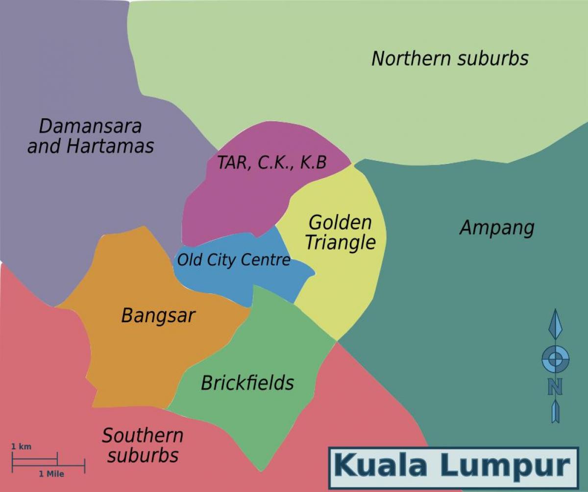 Kuala Lumpur (KL) buurten kaart